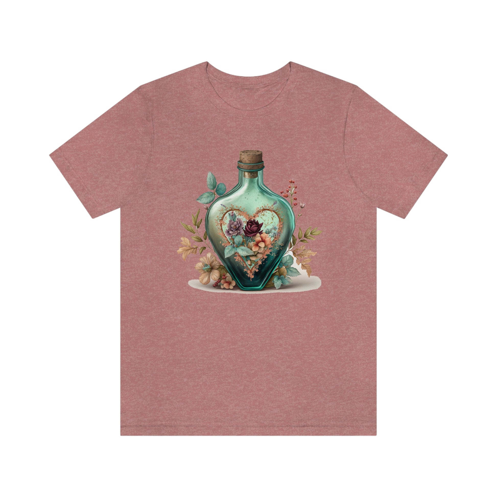 Vintage Bottle Floral Unisex Jersey Short Sleeve Tee