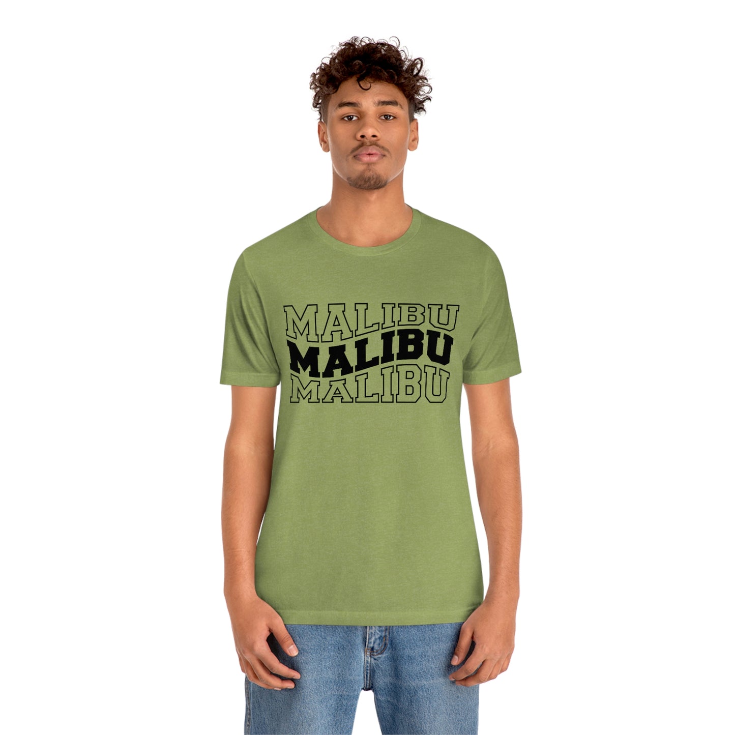 Malibu California Varsity Letters Wavy Unisex Jersey Short Sleeve Tee Tshirt T-shirt