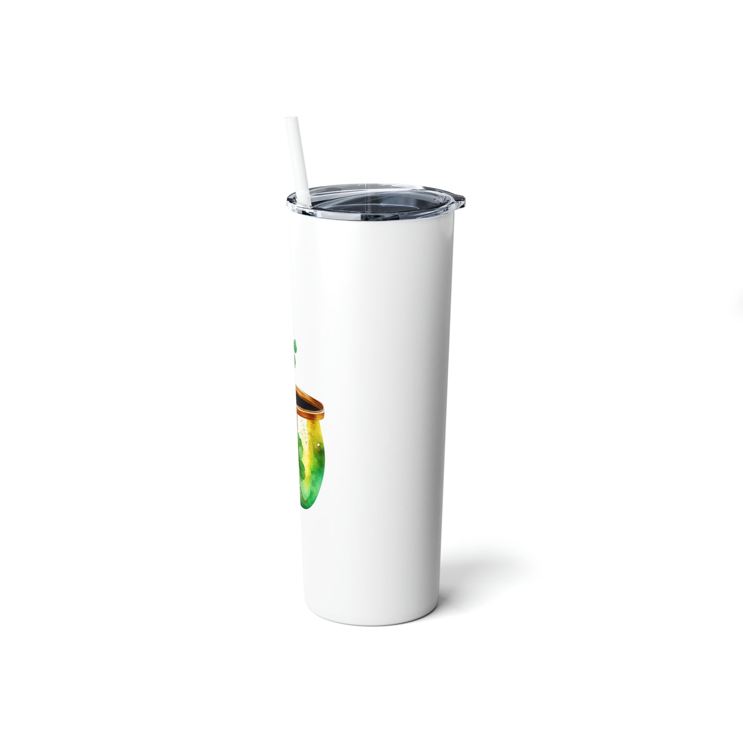 St. Patrick's Day Pot of Gold Skinny Steel Tumbler with Straw, 20oz