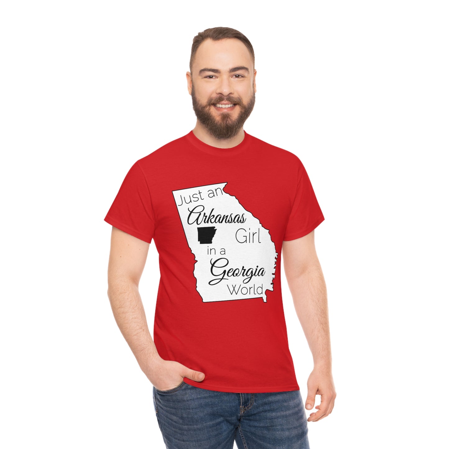Just an Arkansas Girl in a Georgia World Unisex Heavy Cotton Tee