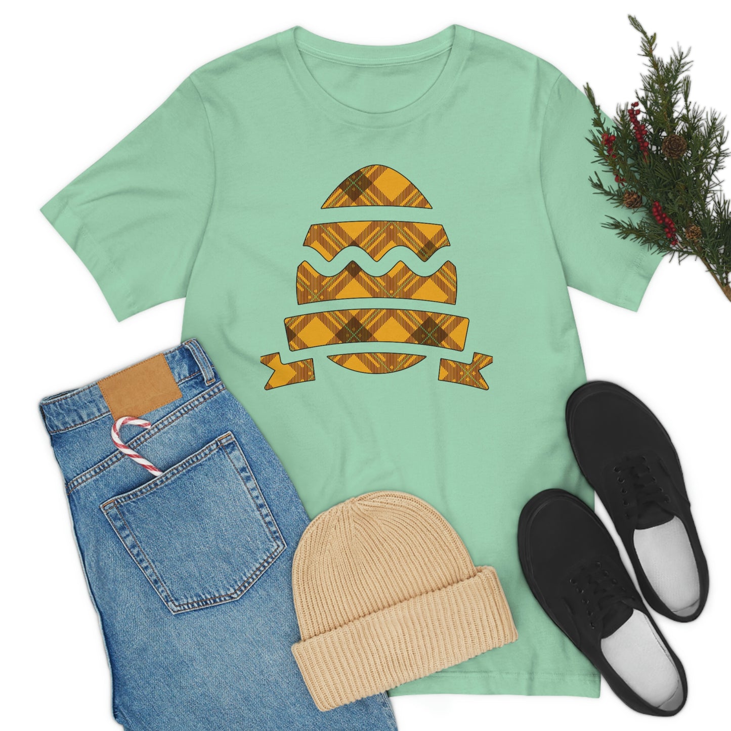 Plaid Egg Easter Spring Unisex Jersey Short Sleeve Tee