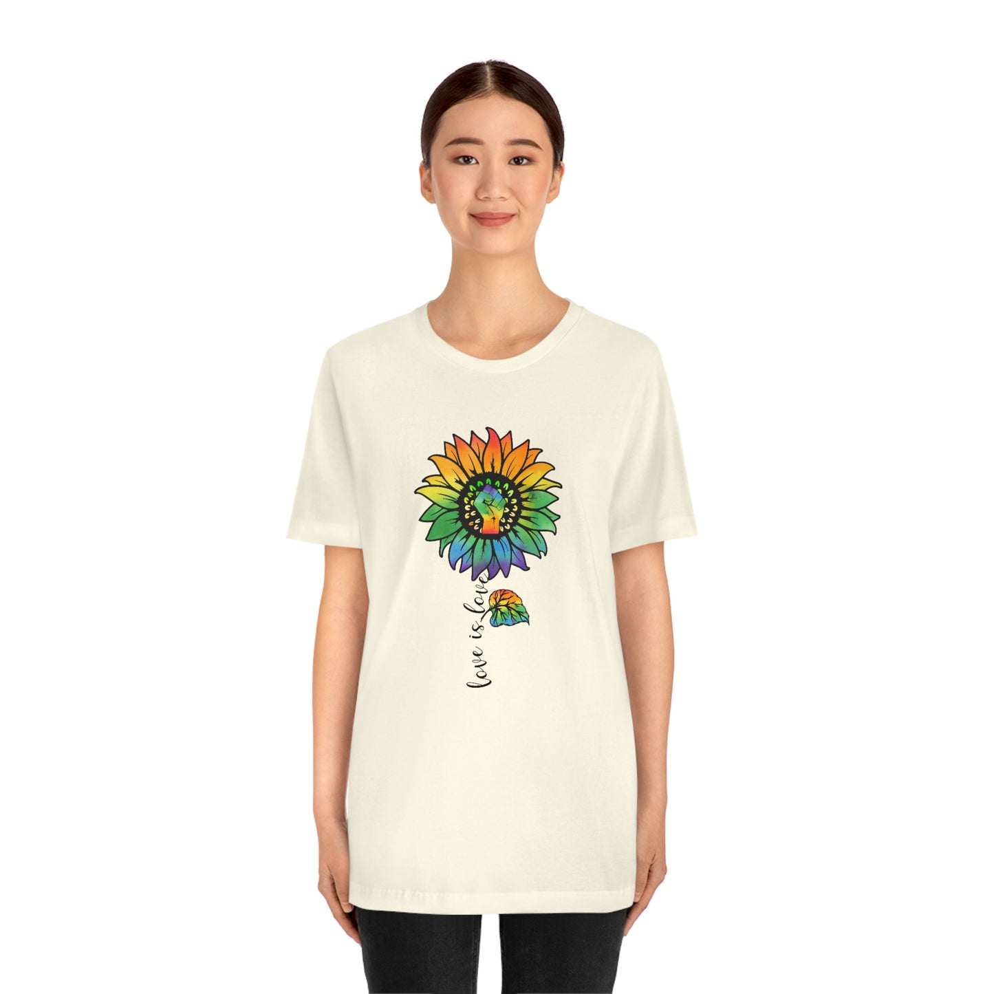 Love is Love Sunflower LGBTQIA Print Unisex Jersey Short Sleeve Tee