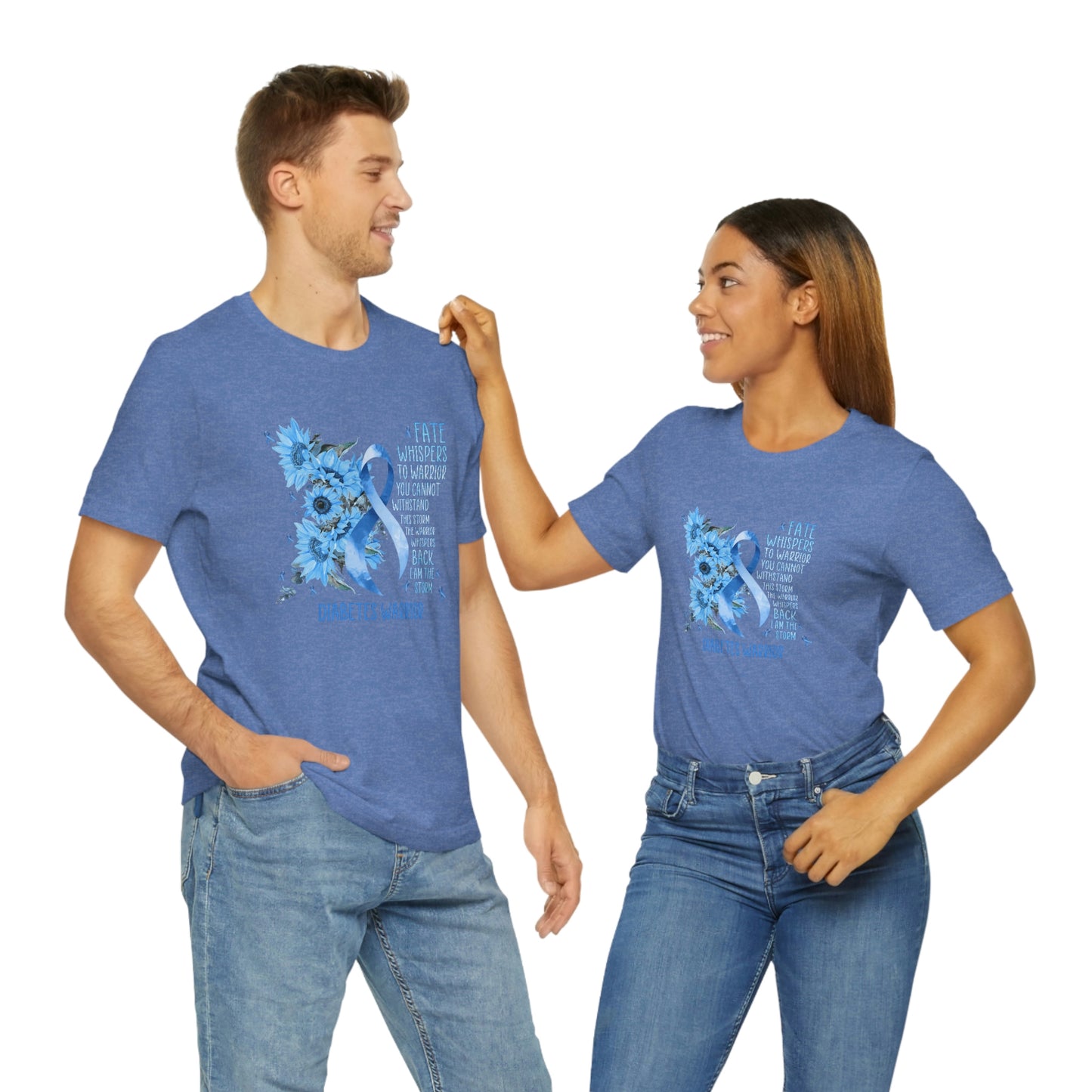 Fate Whispers to the Warrior Diabetes Awareness Print Unisex Jersey Short Sleeve Tee