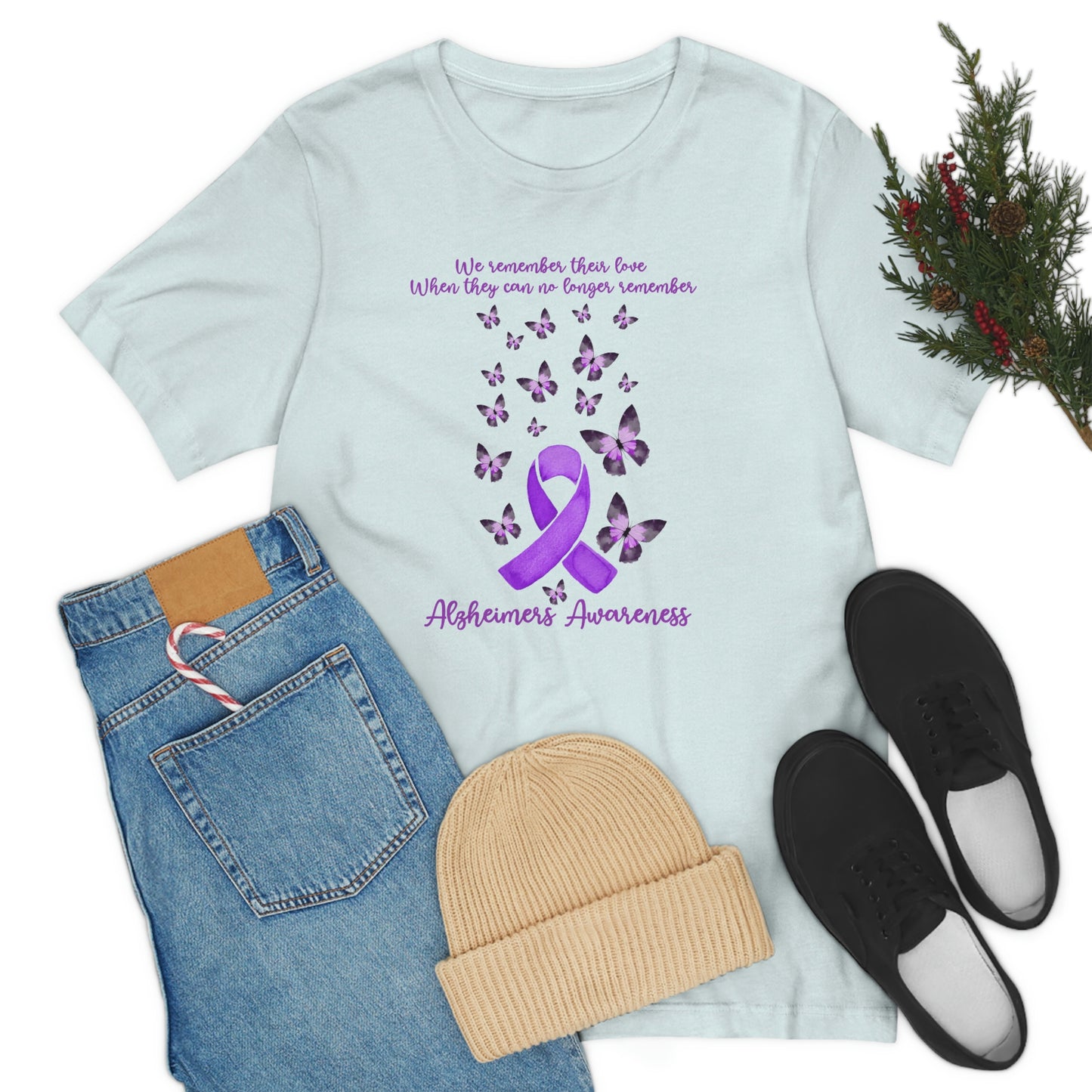 We Remember Their Love When They Can No Longer Remember Alzheimer's Awareness Print Unisex Jersey Short Sleeve Tee