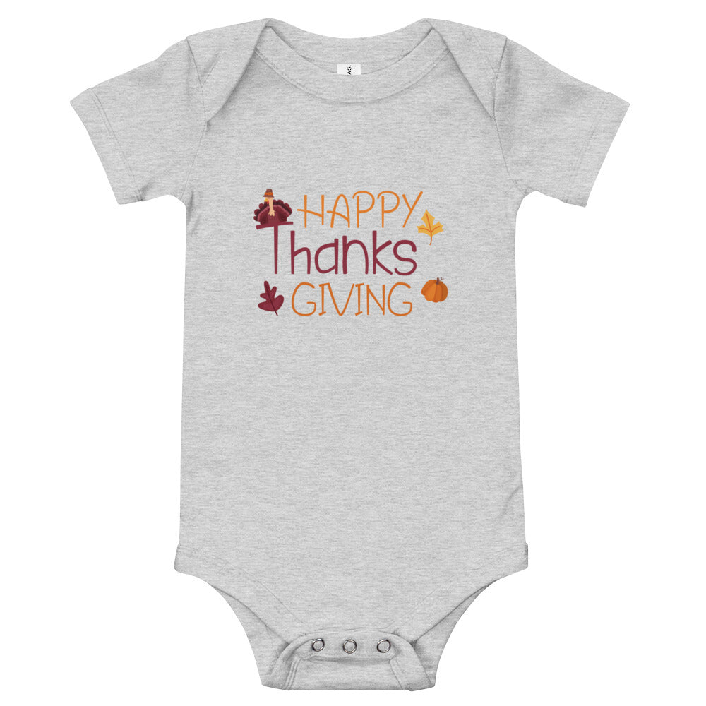 Happy Thanksgiving Baby short sleeve one piece