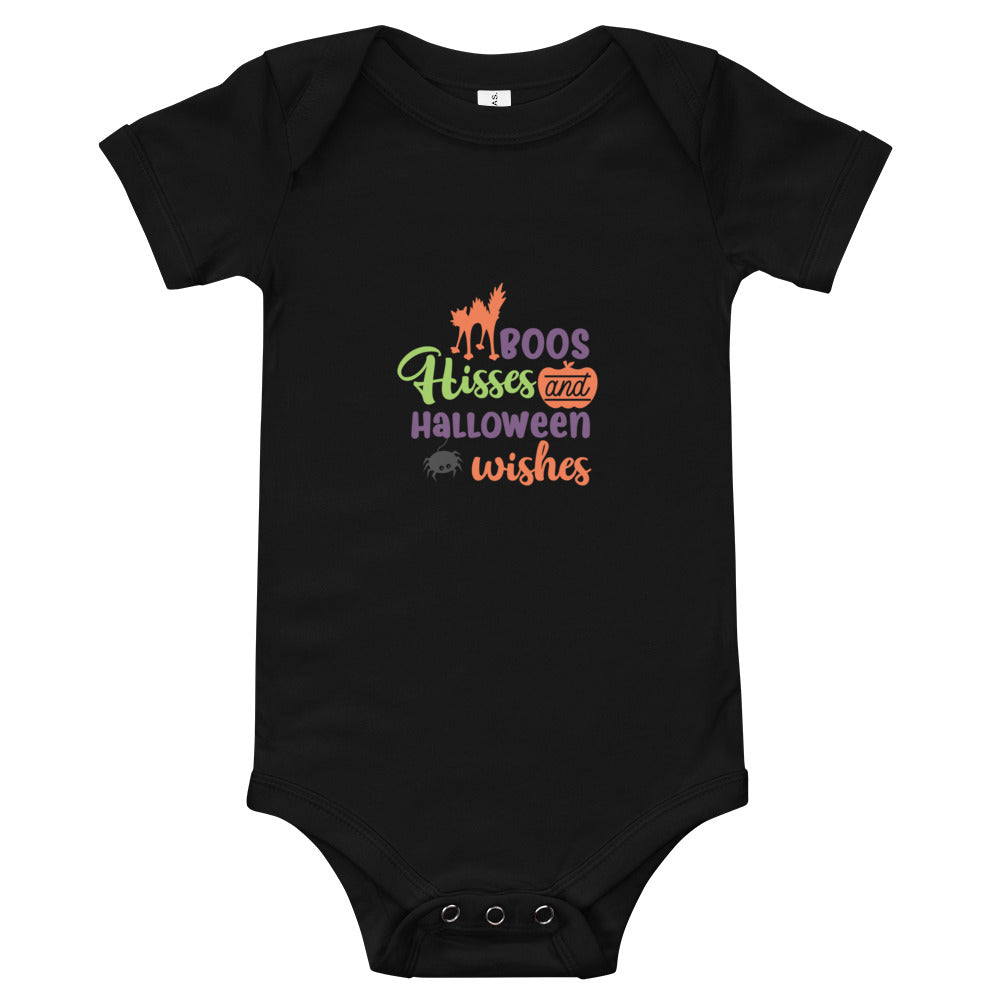 Boos Hisses and Halloween Wishes Baby short sleeve one piece