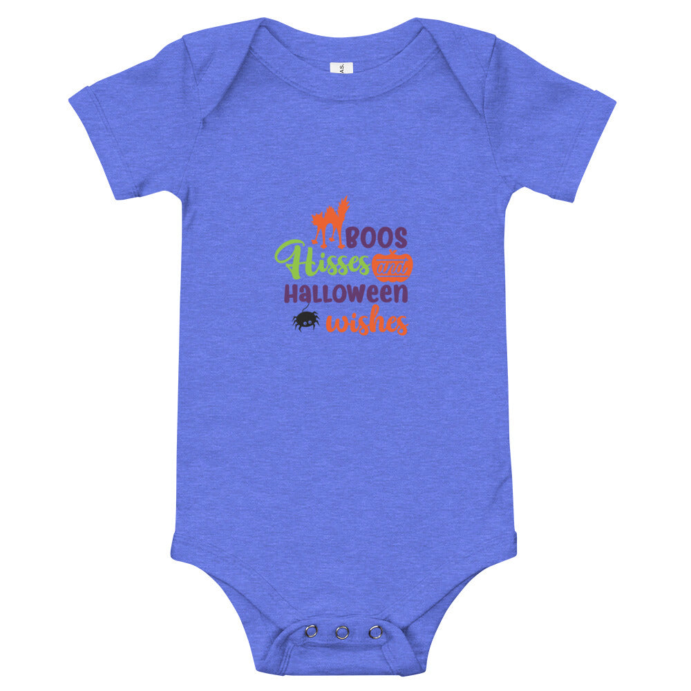 Boos Hisses and Halloween Wishes Baby short sleeve one piece