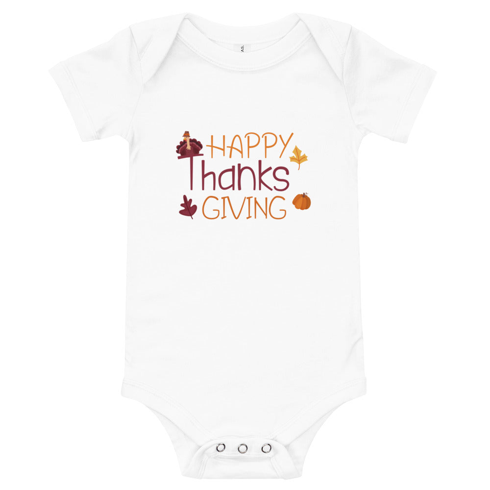 Happy Thanksgiving Baby short sleeve one piece
