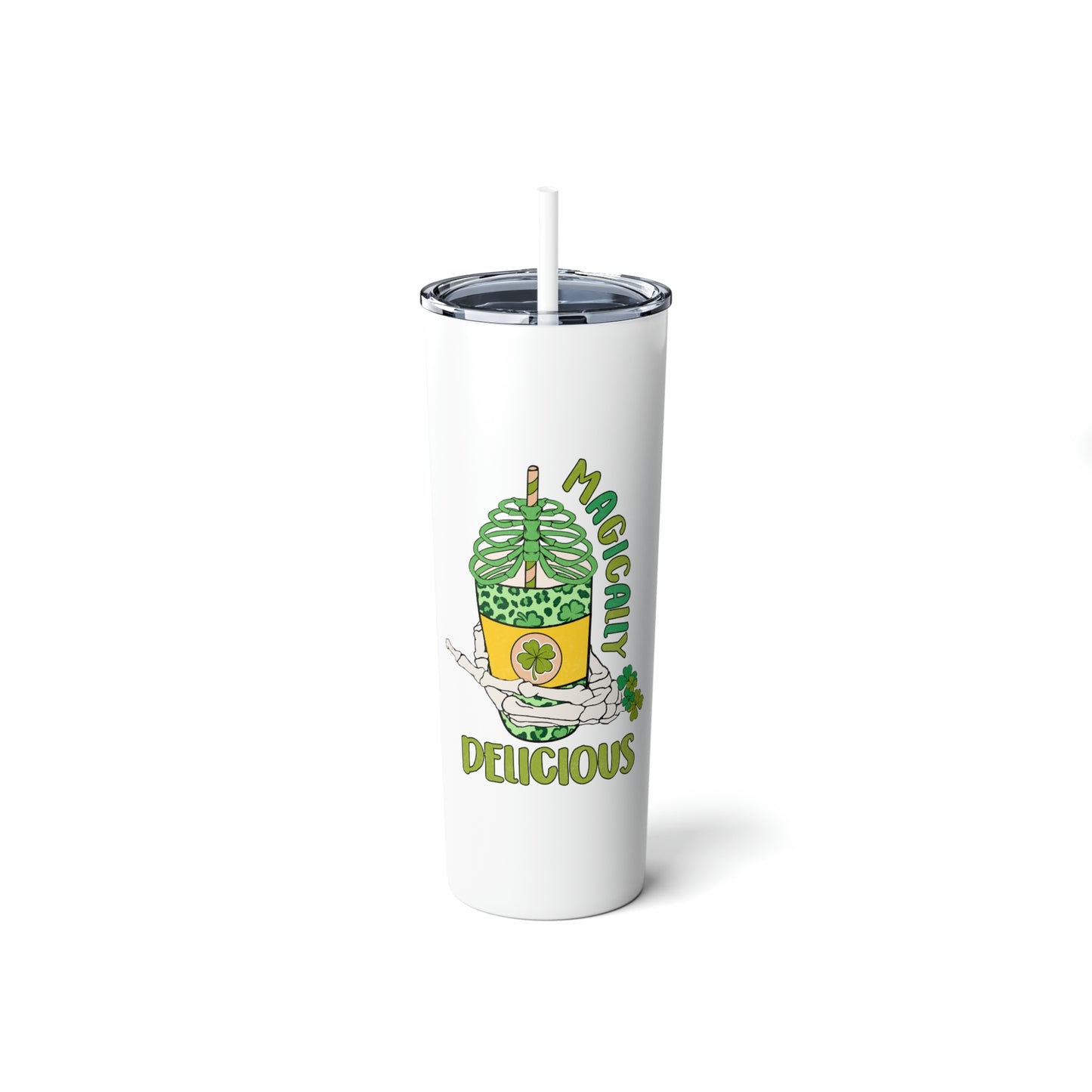 Magically Delicious Skinny Steel Tumbler with Straw, 20oz