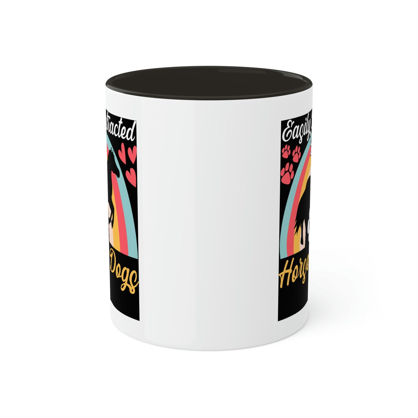 Easily Distracted by Horses and Dogs Accent Mug, 11oz
