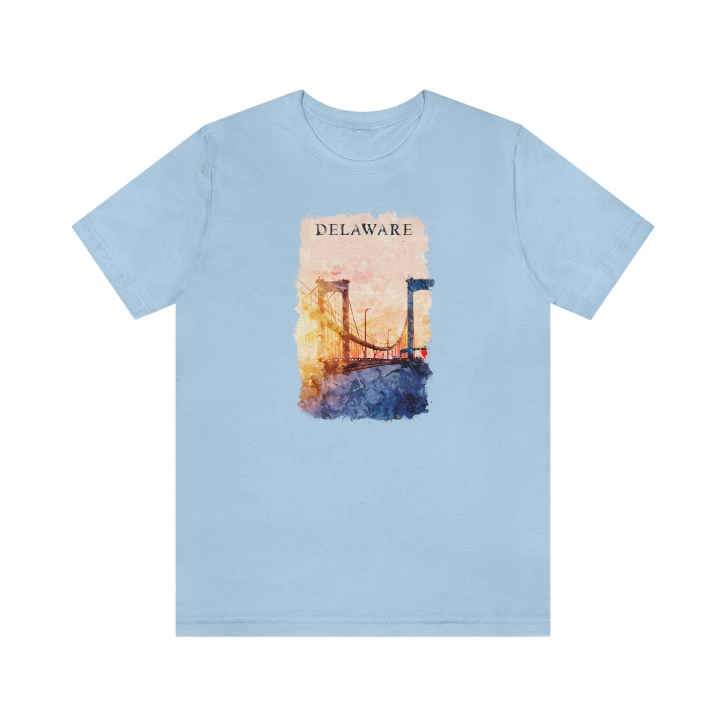 Delaware Memorial Bridge Watercolor Short Sleeve  T-shirt