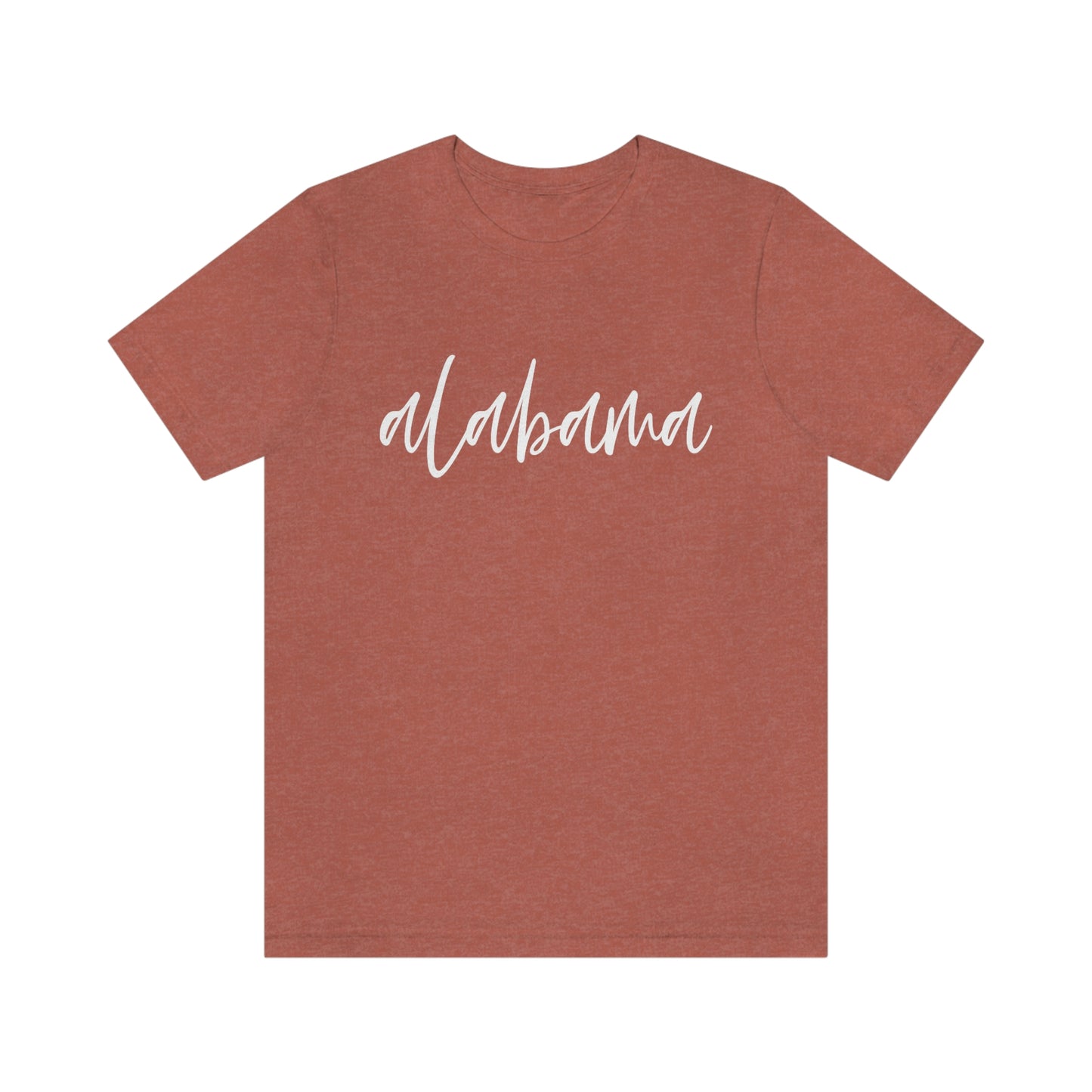 Alabama in White Script Unisex Jersey Short Sleeve T-shirt