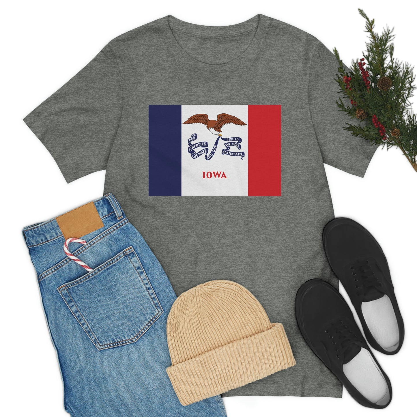 Iowa Flag Unisex Jersey Short Sleeve Tee Tshirt T-shirt