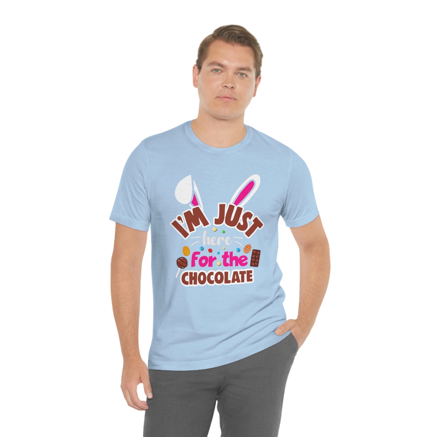 I'm Just Here for the Chocolate Unisex Jersey Short Sleeve Tee