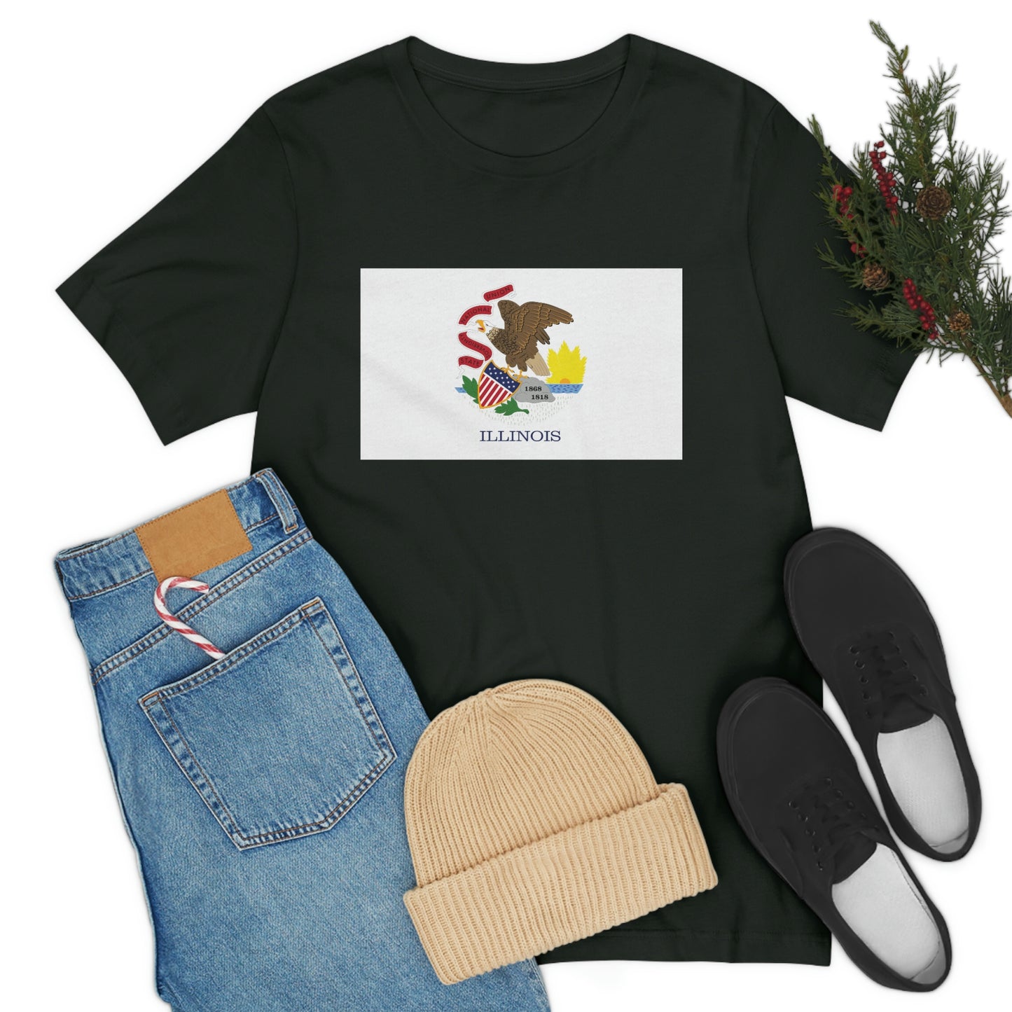 Illinois Flag Unisex Jersey Short Sleeve Tee Tshirt T-shirt