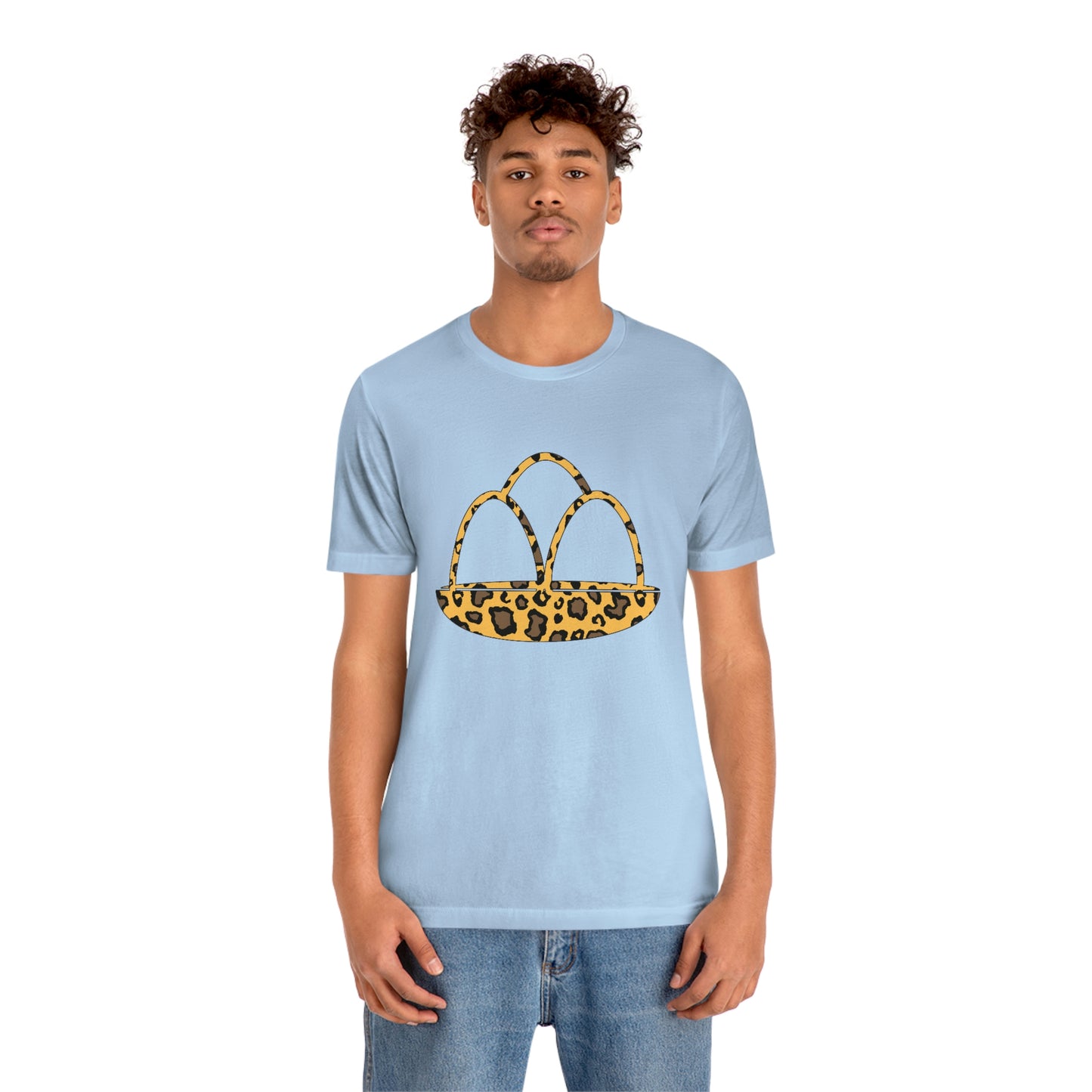 Leopard Print Egg Basket Spring Easter Unisex Jersey Short Sleeve Tee