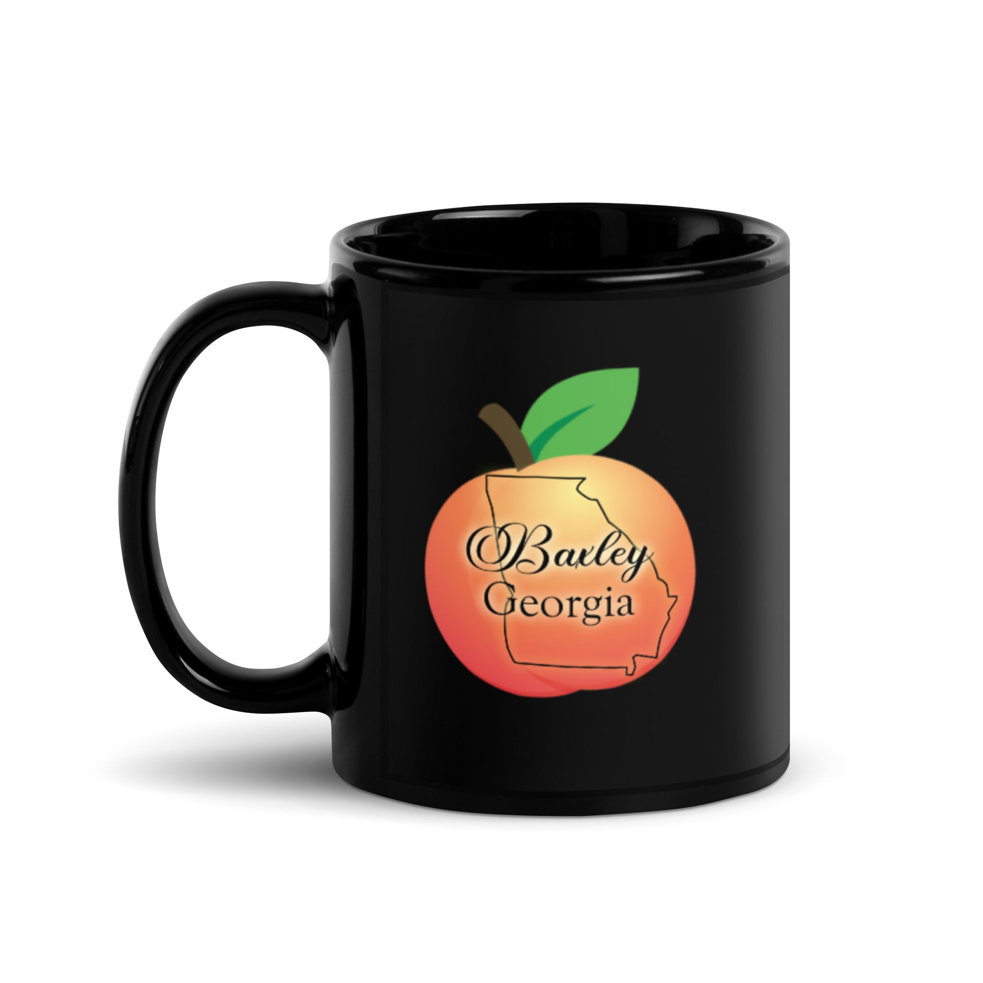 Baxley Georgia - State Outline on Peach Black Ceramic Mug