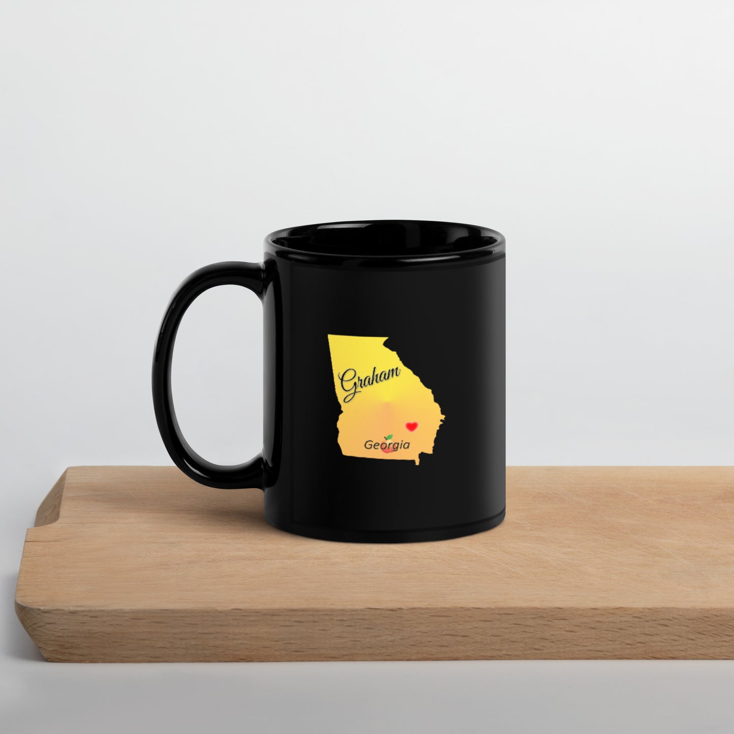 Graham Georgia State Heart Locator Black Glossy Ceramic Mug 11 oz and 15 oz