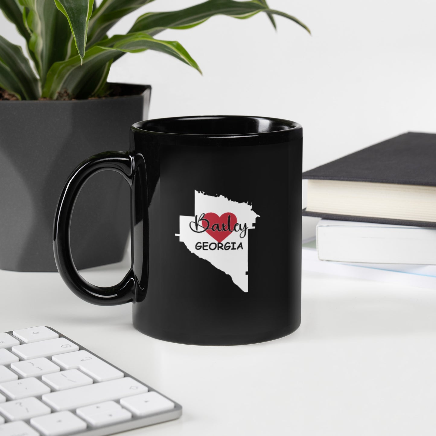 Baxley Georgia with County Heart Black Glossy Ceramic Mug 11 oz and 15 oz