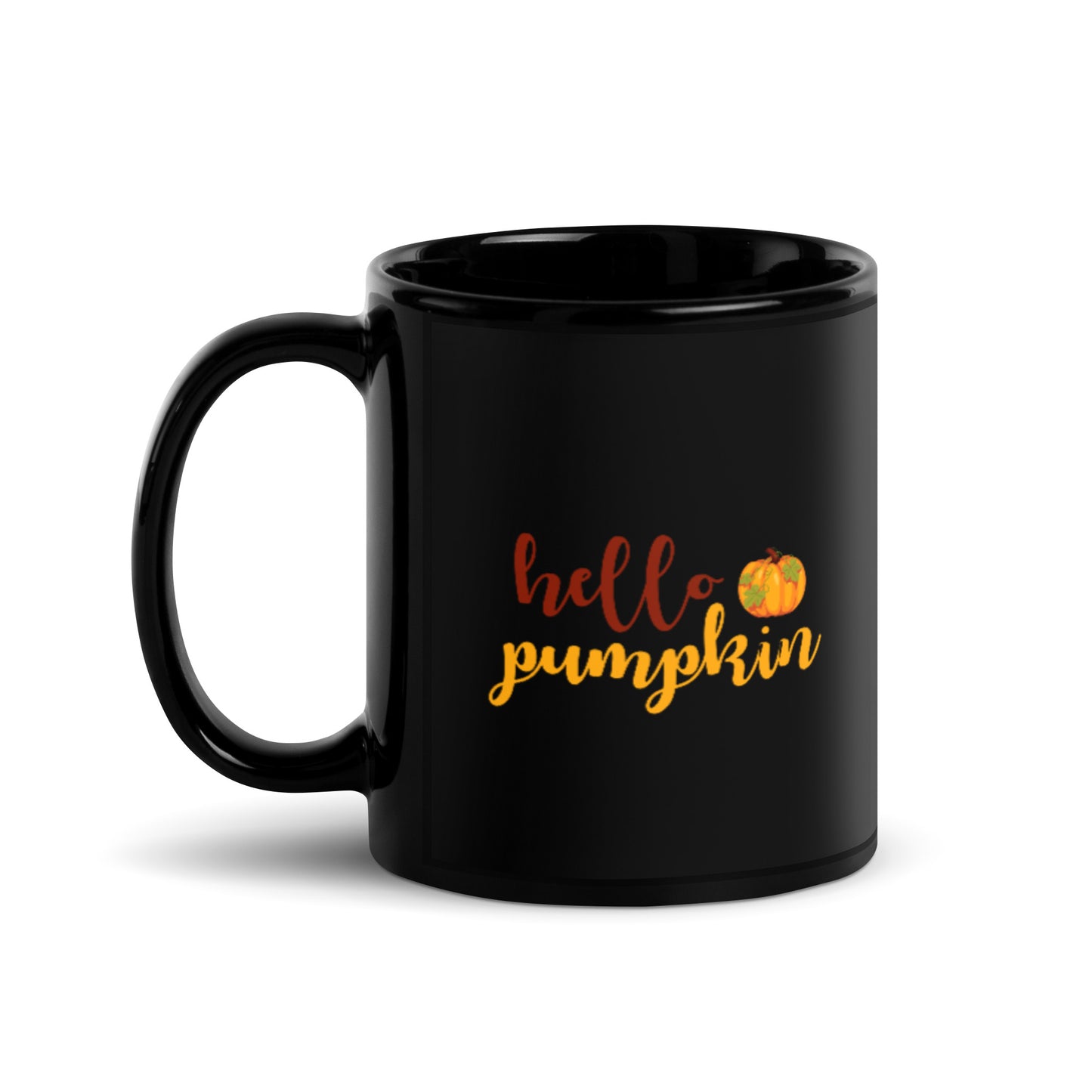 Hello Pumpkin Black Glossy Mug