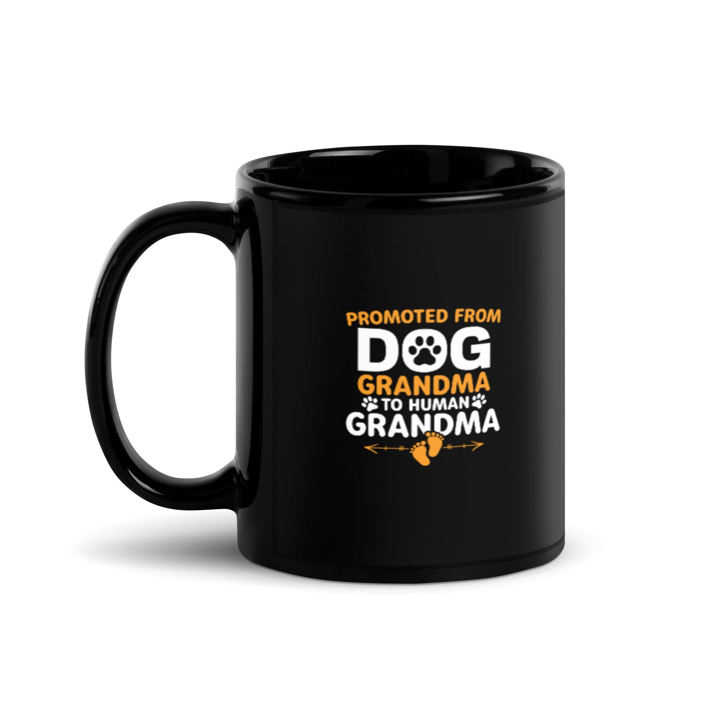 Promoted From Dog Grandma to Human Grandma Black Glossy Mug