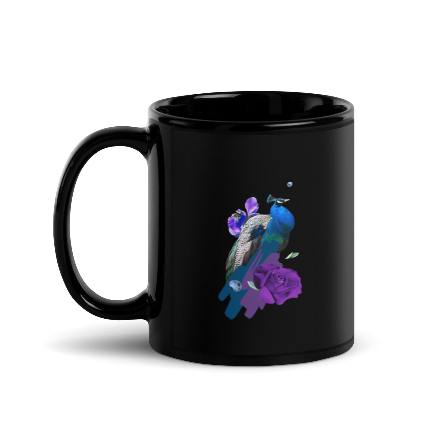 Peacock Black Glossy Mug