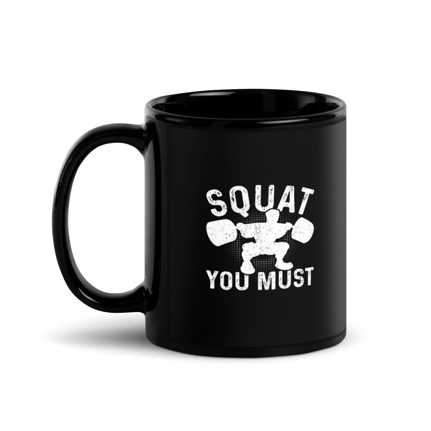 Squat You Must Black Glossy Mug