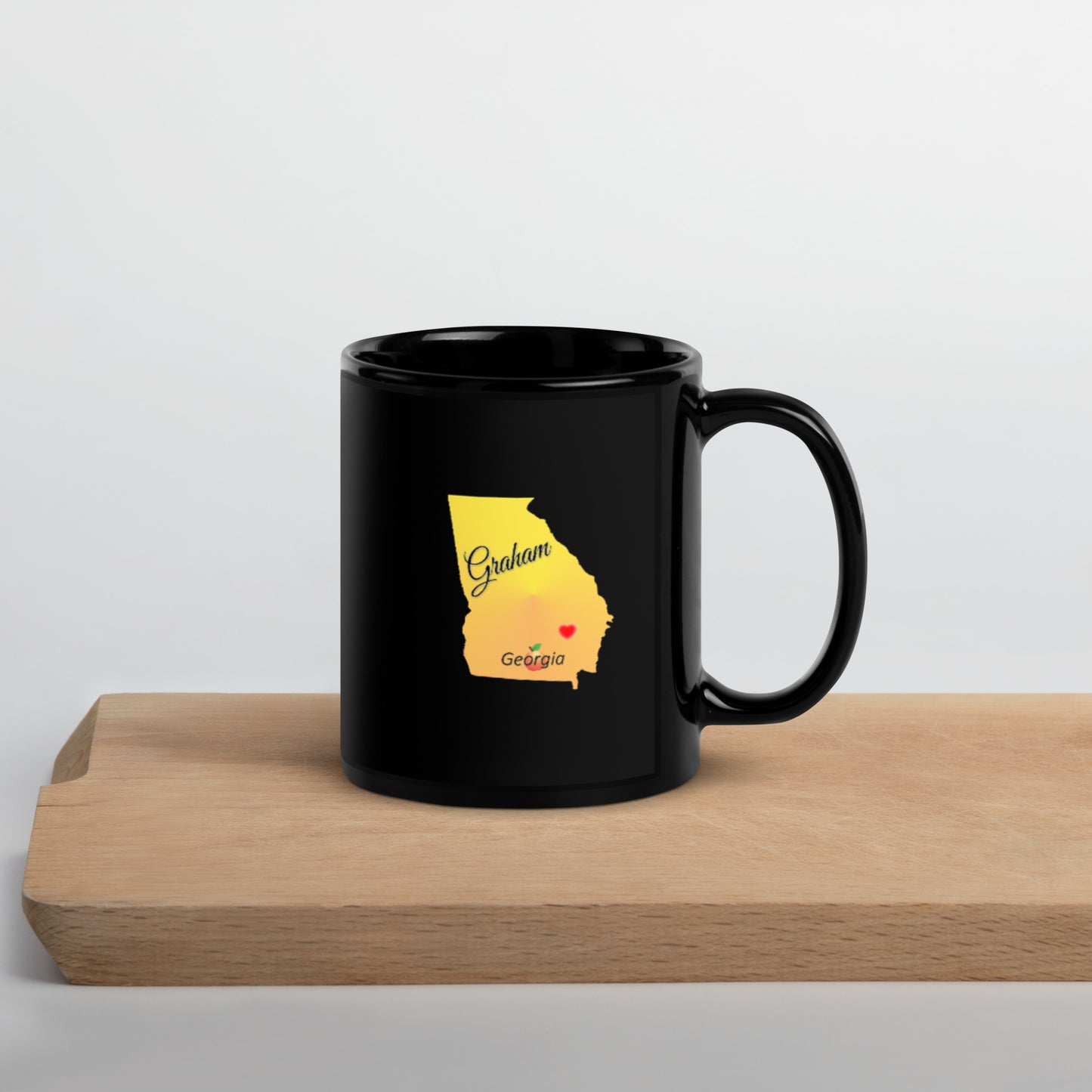 Graham Georgia State Heart Locator Black Glossy Ceramic Mug 11 oz and 15 oz