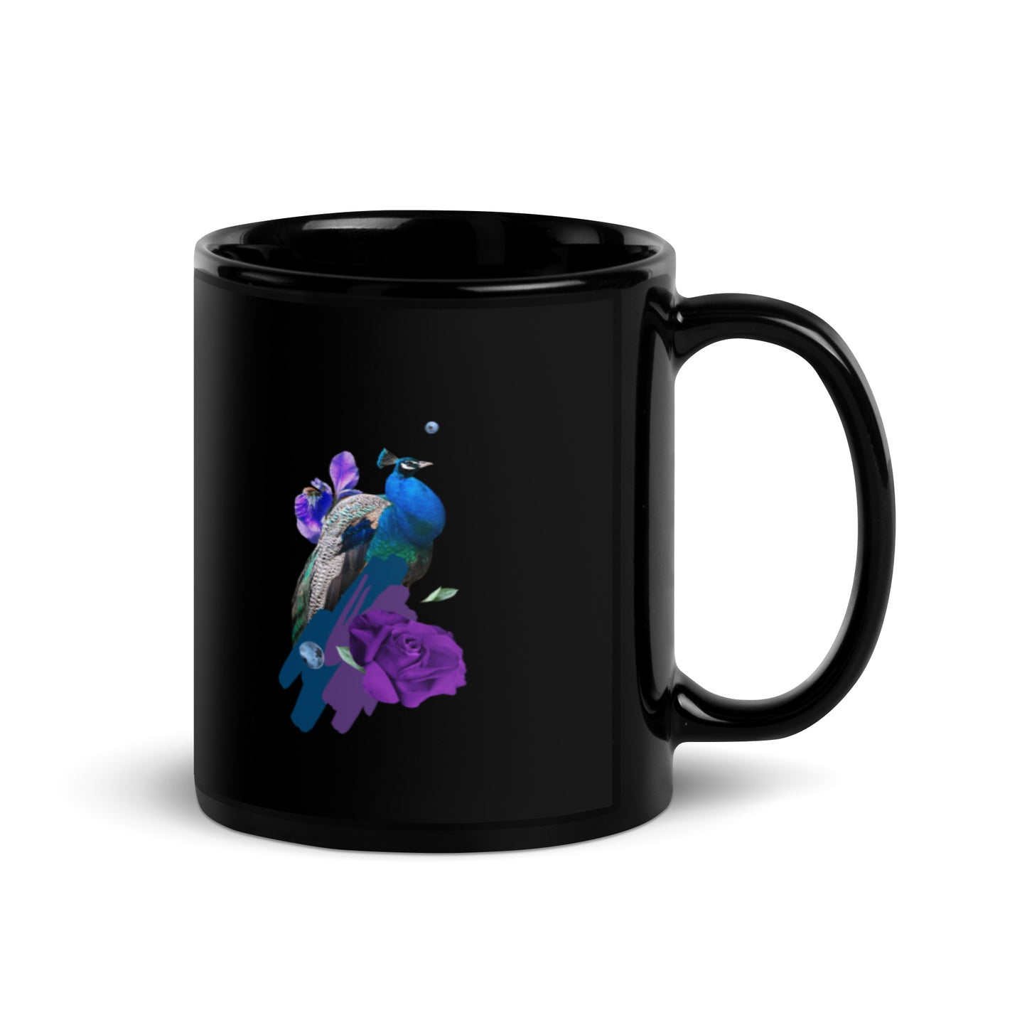 Peacock Black Glossy Mug