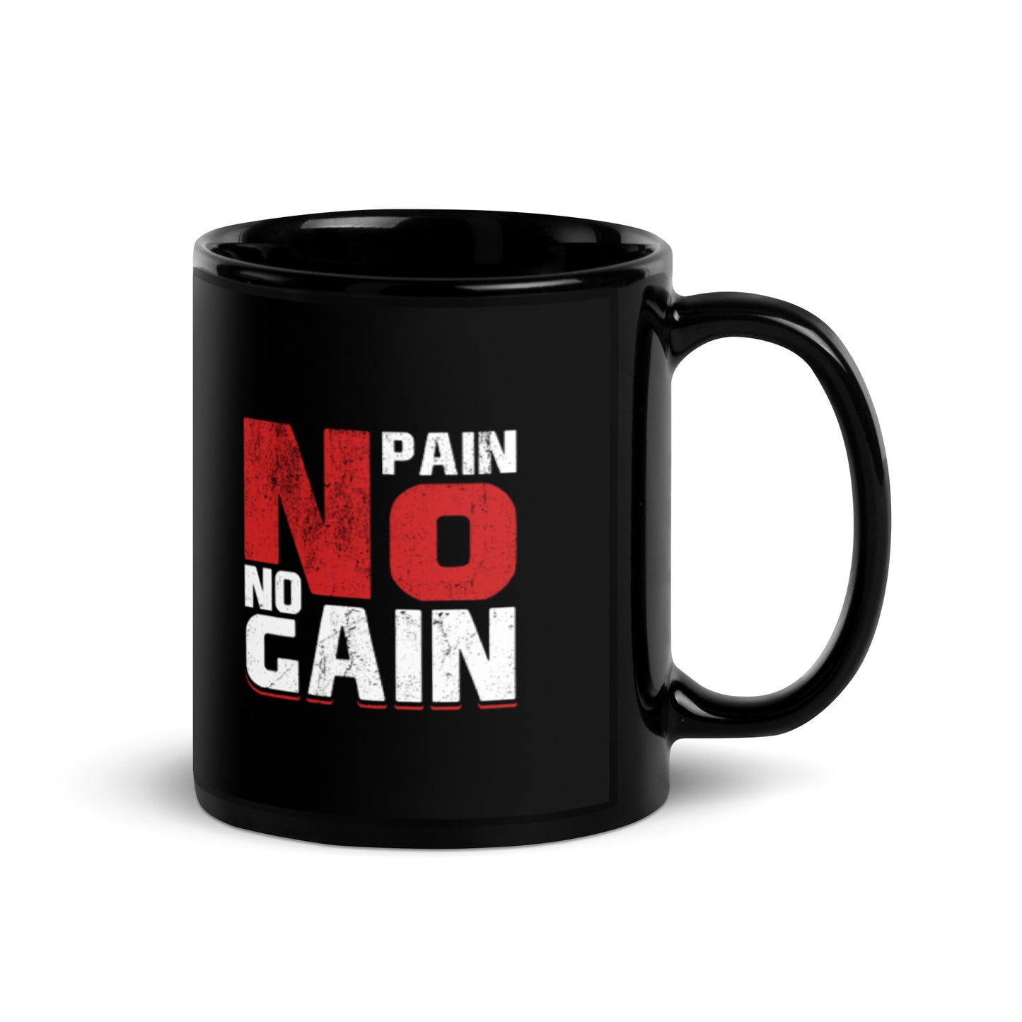 No Pain No Gain Black Glossy Mug