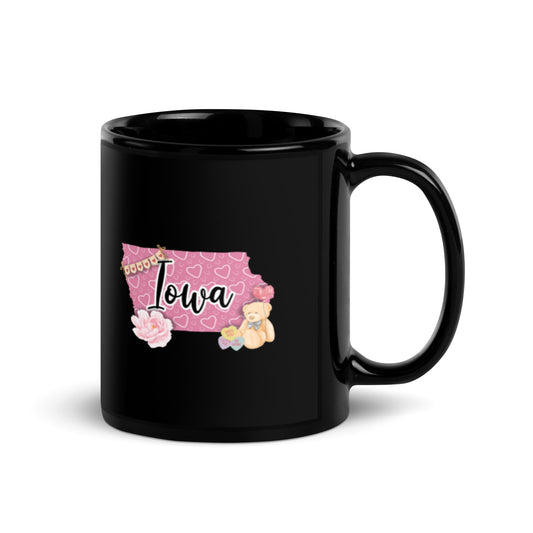 Iowa Valentine Black Glossy Mug