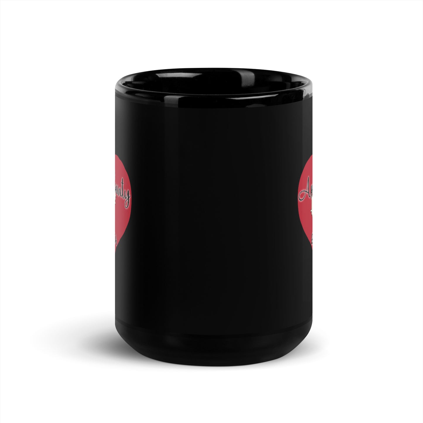 Appling County Map on Heart Black Glossy Ceramic Coffee Mug