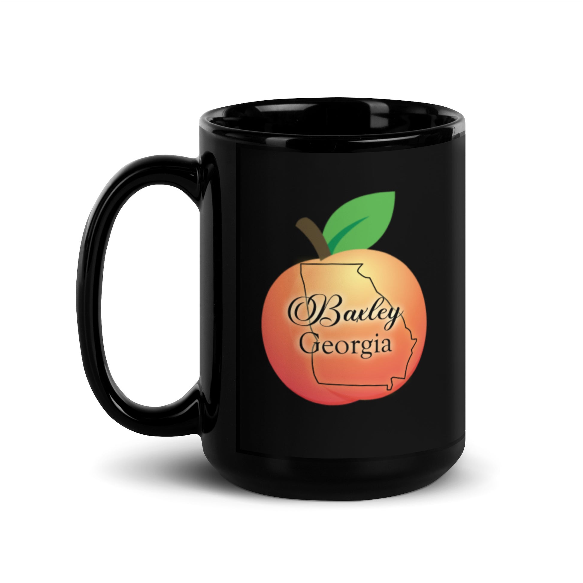 Baxley Georgia - State Outline on Peach Black Ceramic Mug