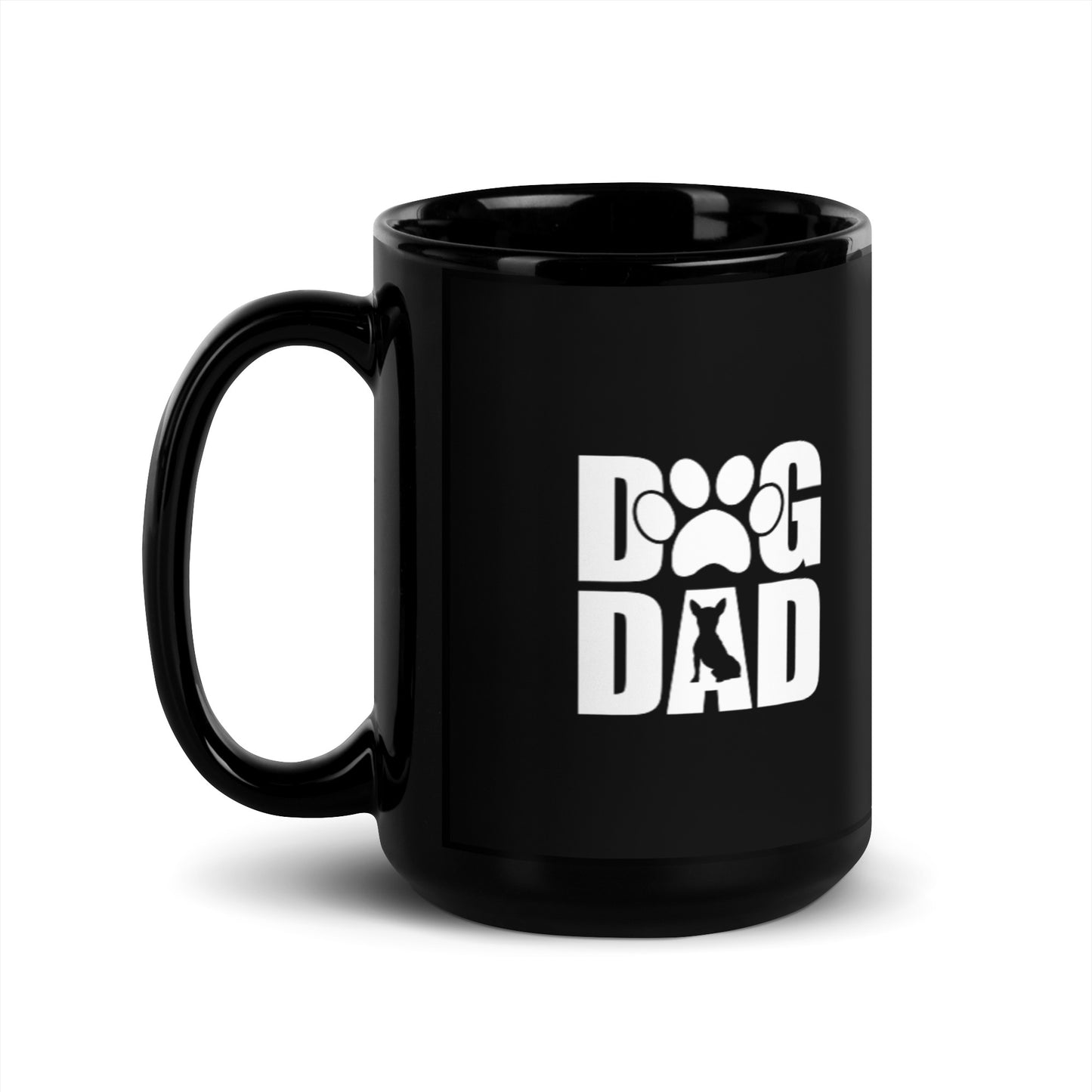 Dog Dad Black Glossy Mug