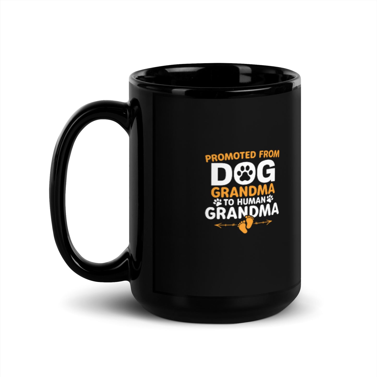 Promoted From Dog Grandma to Human Grandma Black Glossy Mug