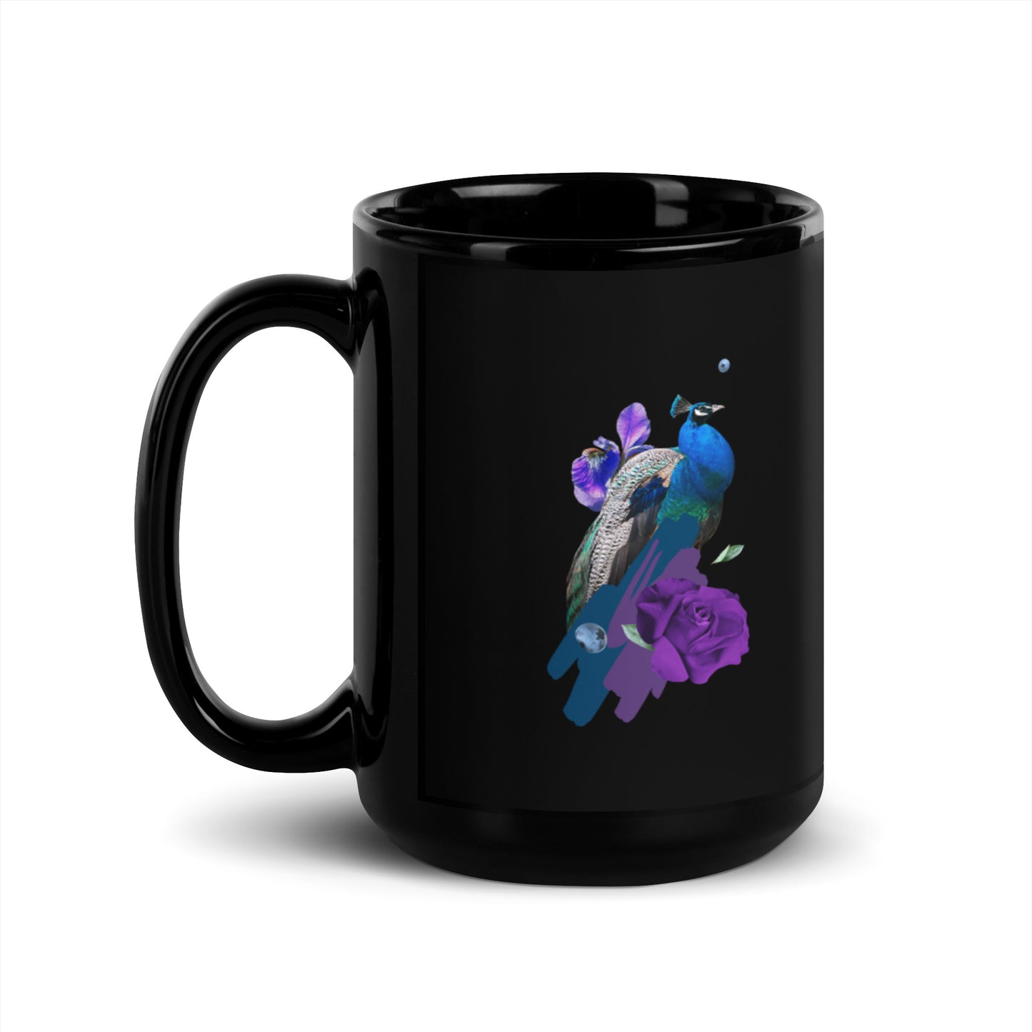 Peacock Black Glossy Mug
