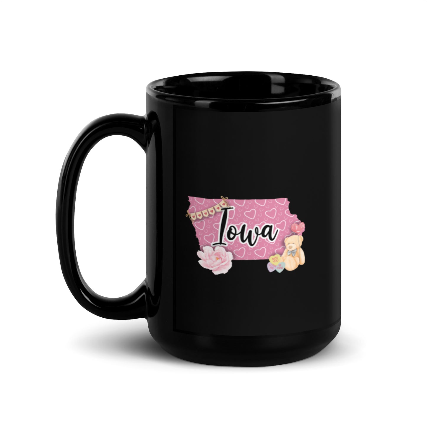 Iowa Valentine Black Glossy Mug