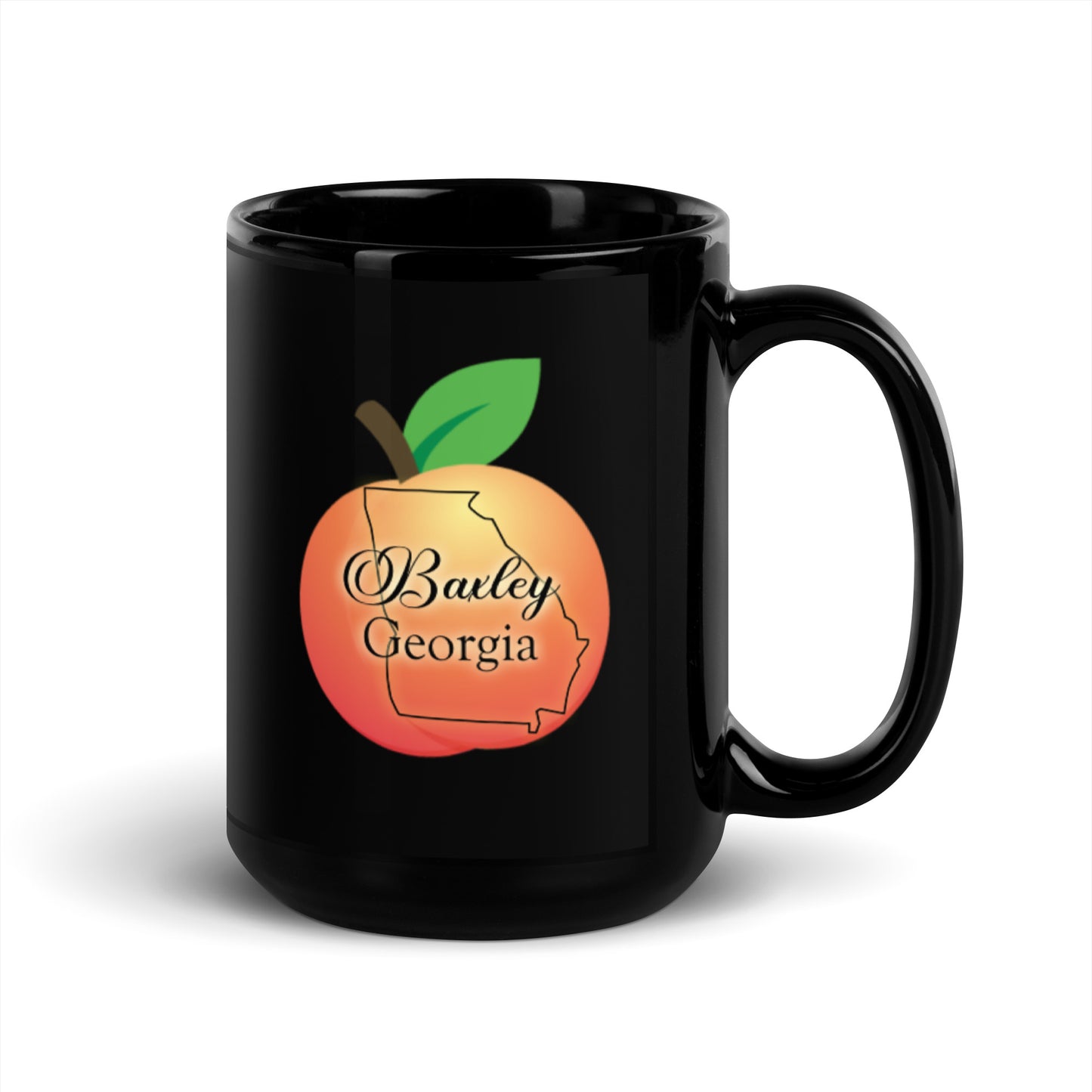 Baxley Georgia - State Outline on Peach Black Ceramic Mug