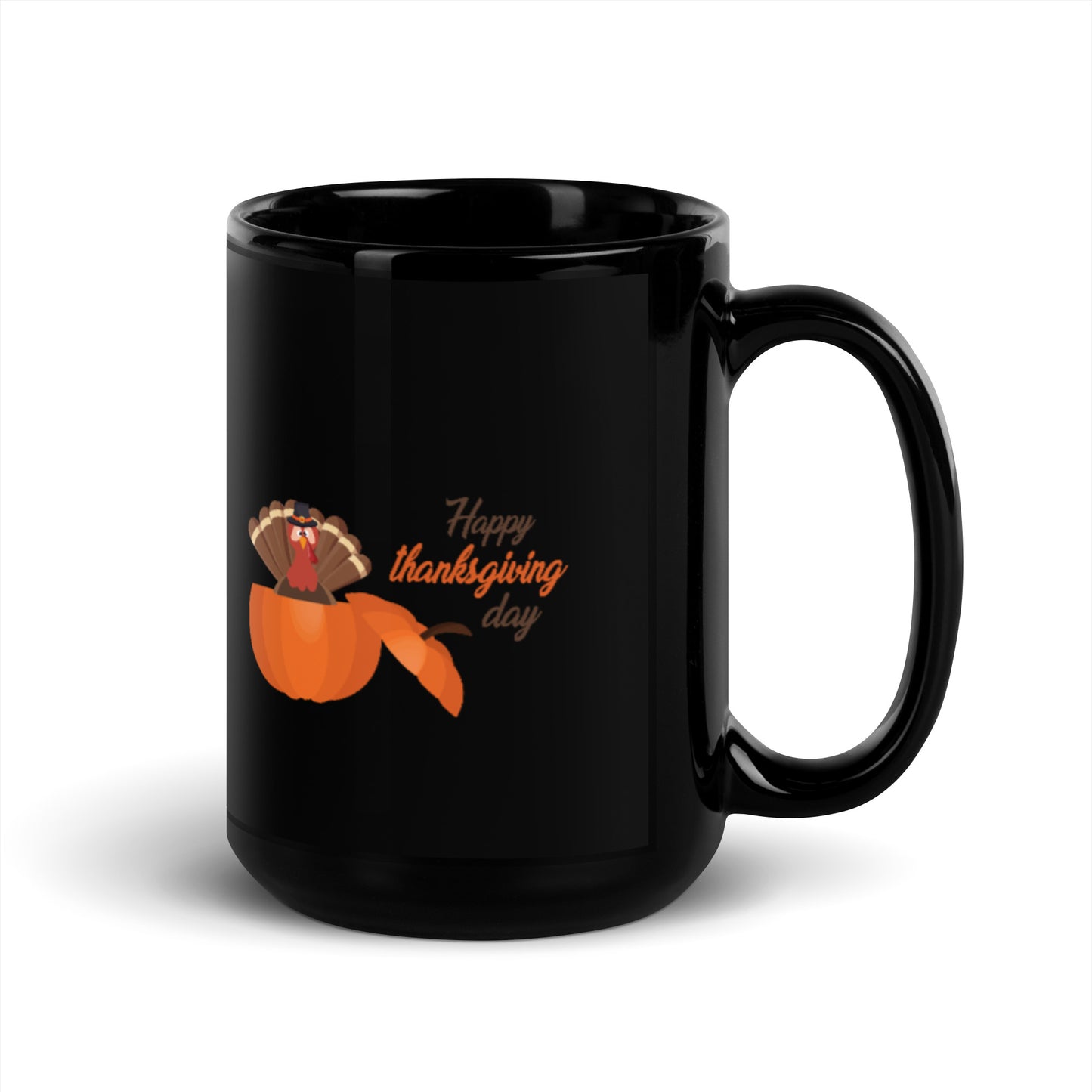 Happy Thanksgiving Day Black Glossy Mug