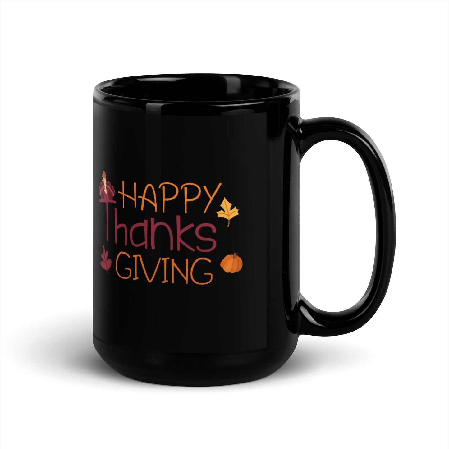 Happy Thanksgiving Black Glossy Mug