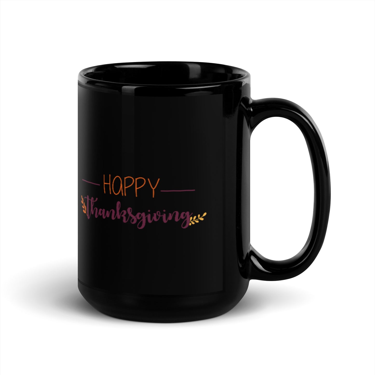 Happy Thanksgiving Black Glossy Mug