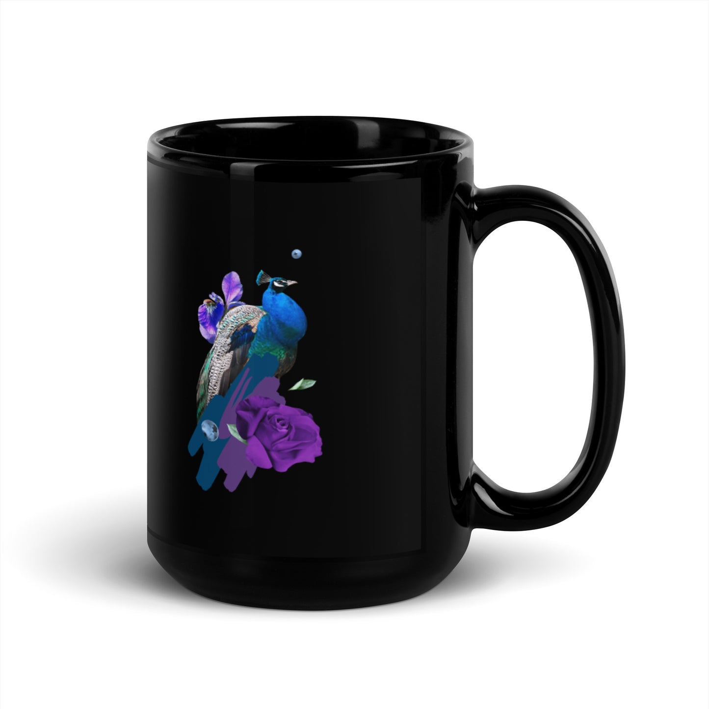 Peacock Black Glossy Mug