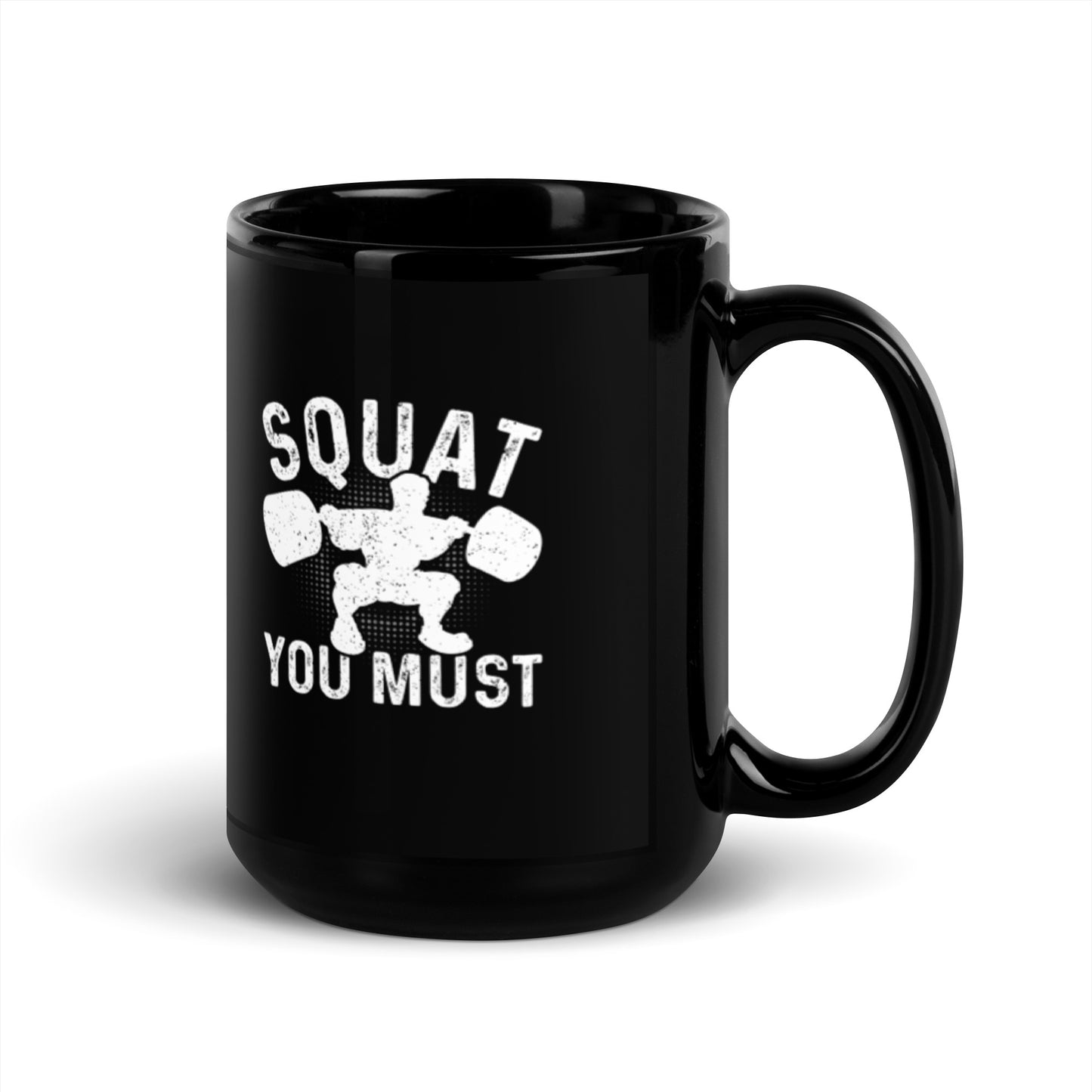 Squat You Must Black Glossy Mug