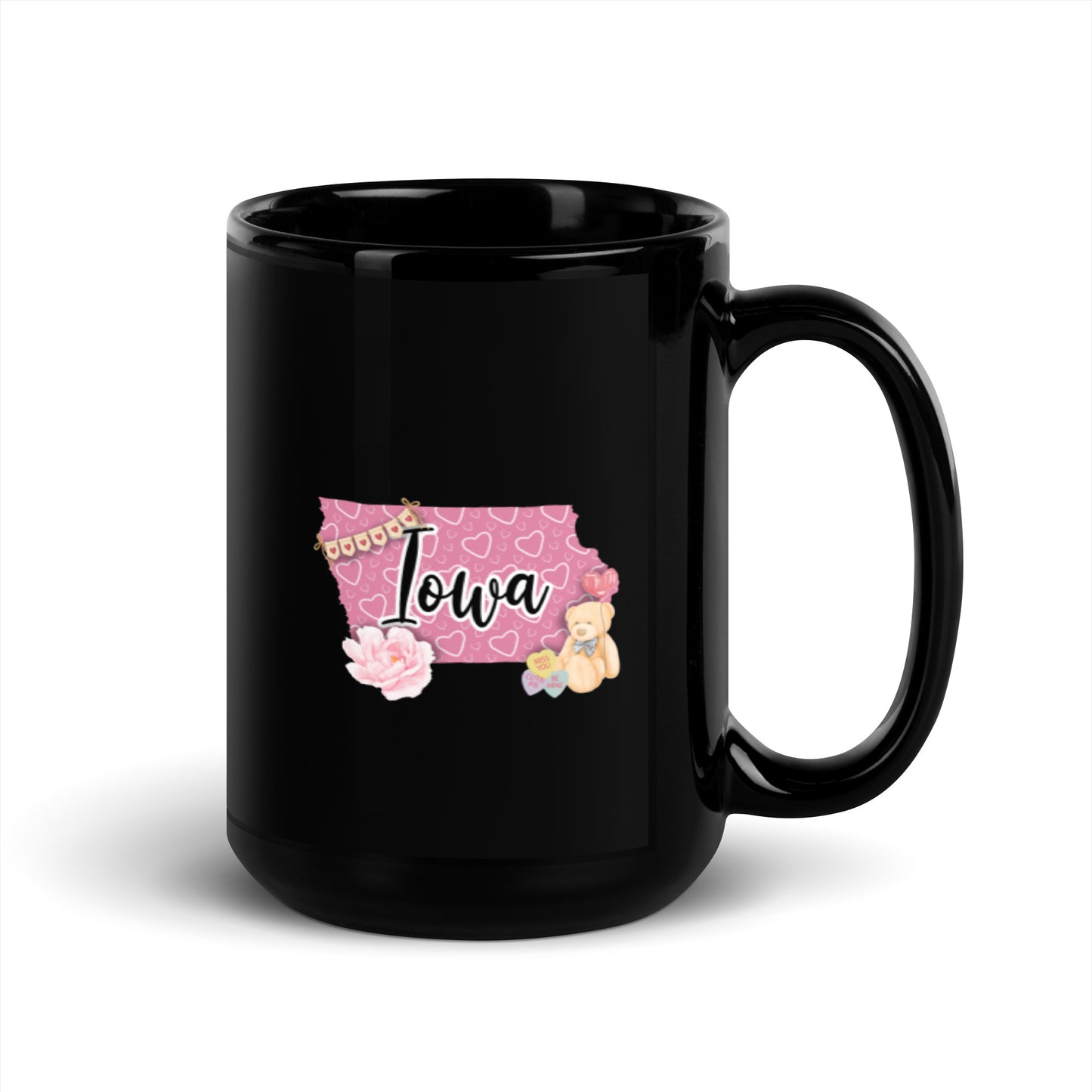 Iowa Valentine Black Glossy Mug