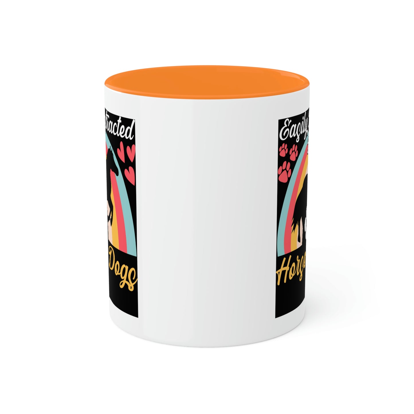 Easily Distracted by Horses and Dogs Accent Mug, 11oz
