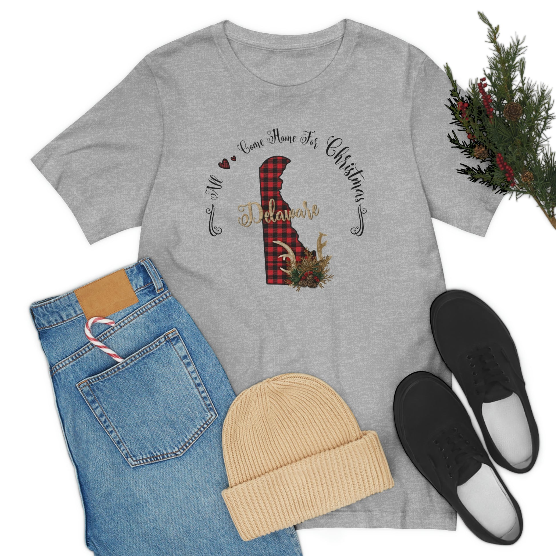 All Come Home for Christmas Delaware Short Sleeve T-shirt