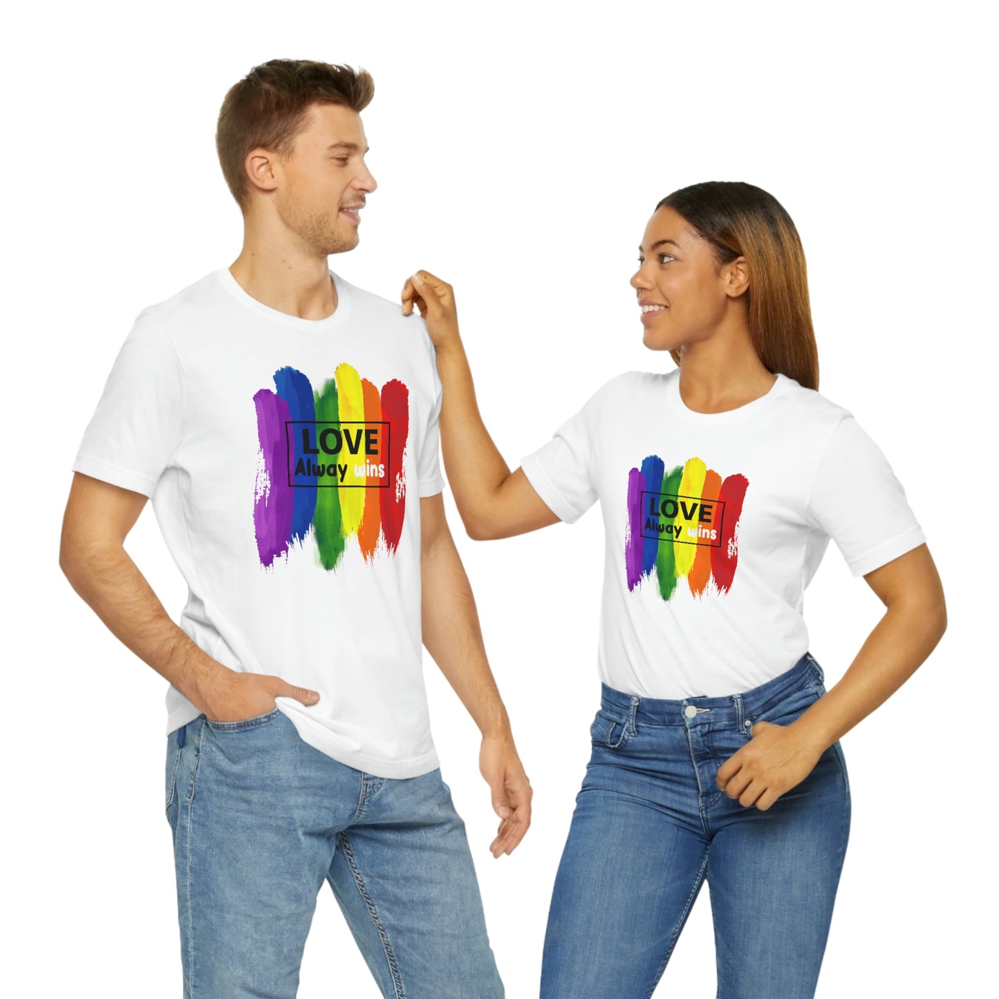 Love Always Wins LGBTQIA Print Unisex Jersey Short Sleeve Tee
