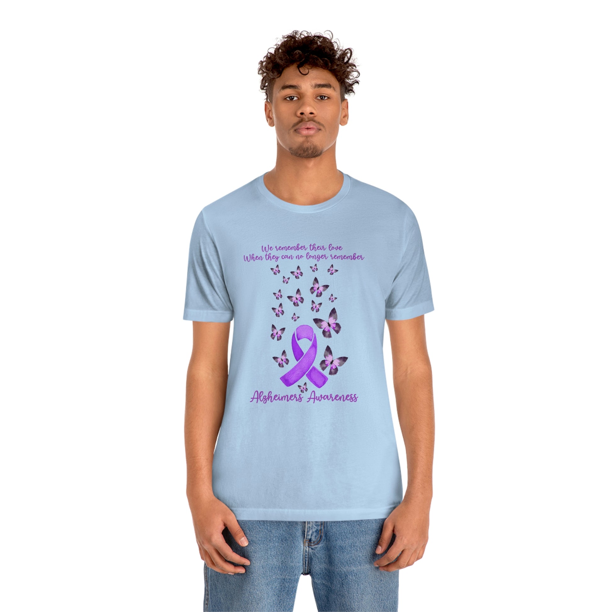 We Remember Their Love When They Can No Longer Remember Alzheimer's Awareness Print Unisex Jersey Short Sleeve Tee