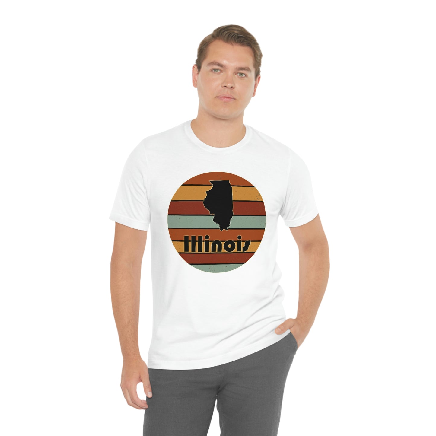 Illinois Retro Sunset Short Sleeve T-shirt