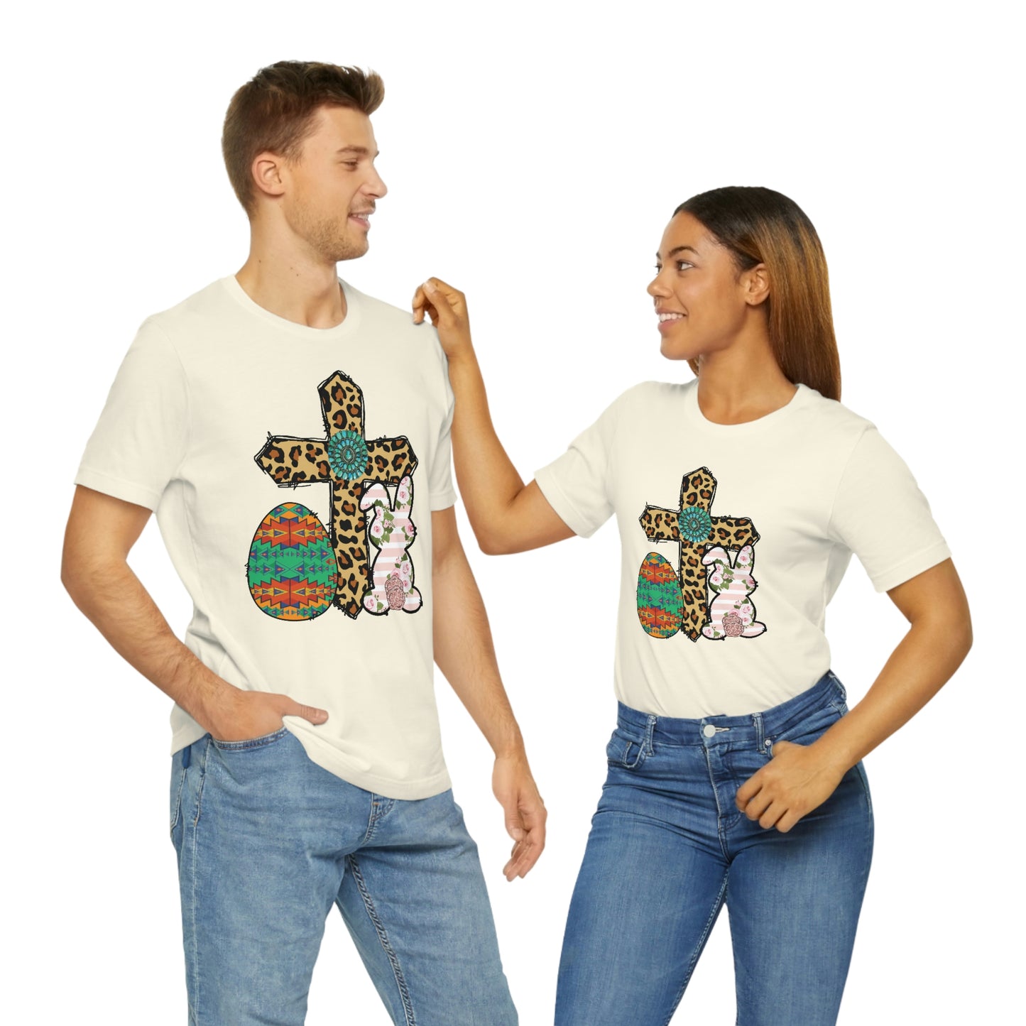 Cross Bunny Egg Easter Spring Print Unisex Jersey Short Sleeve Tee